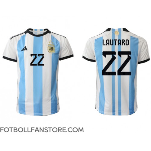 Argentina Lautaro Martinez #22 Hemma matchtröja VM 2022 Kortärmad Billigt